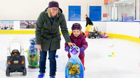 Parent and toddler skating