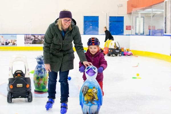 Parent and toddler skating