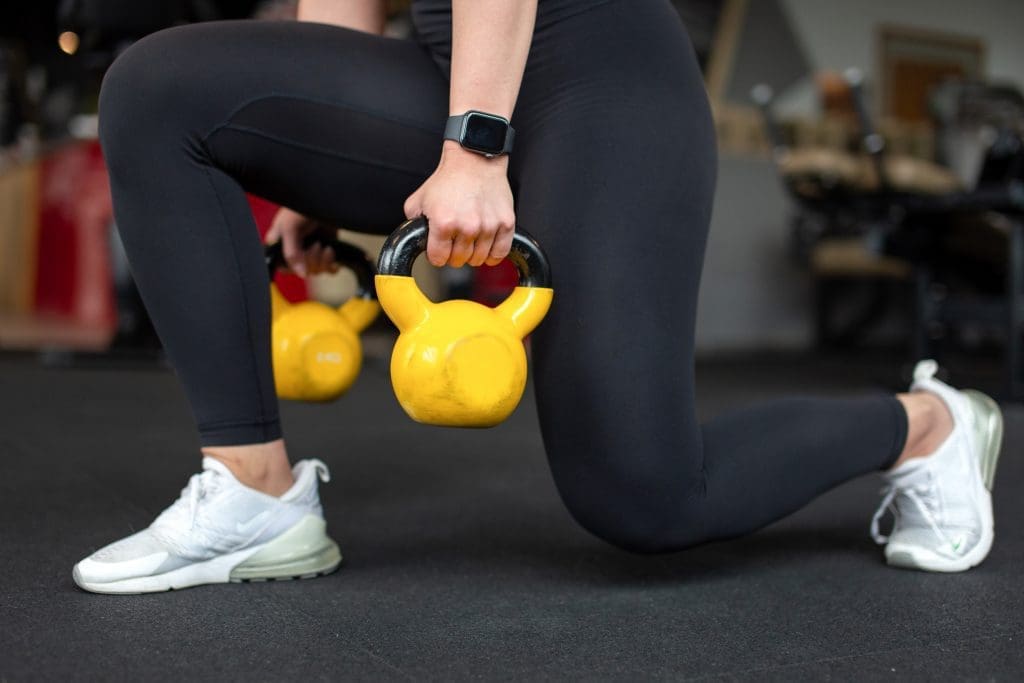 walking kettlebell lunges.