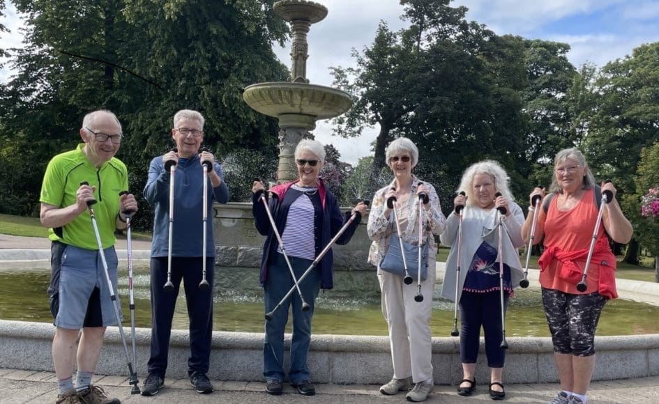 Participants on the Nordic walking pilot course